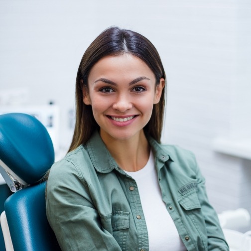 Woman smiling in dental chair