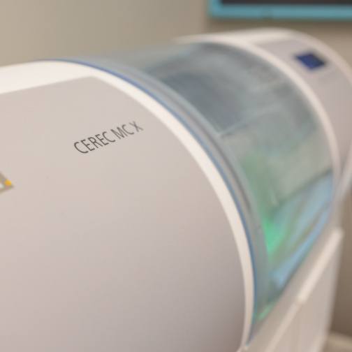 Close up of CEREC milling machine in dental office